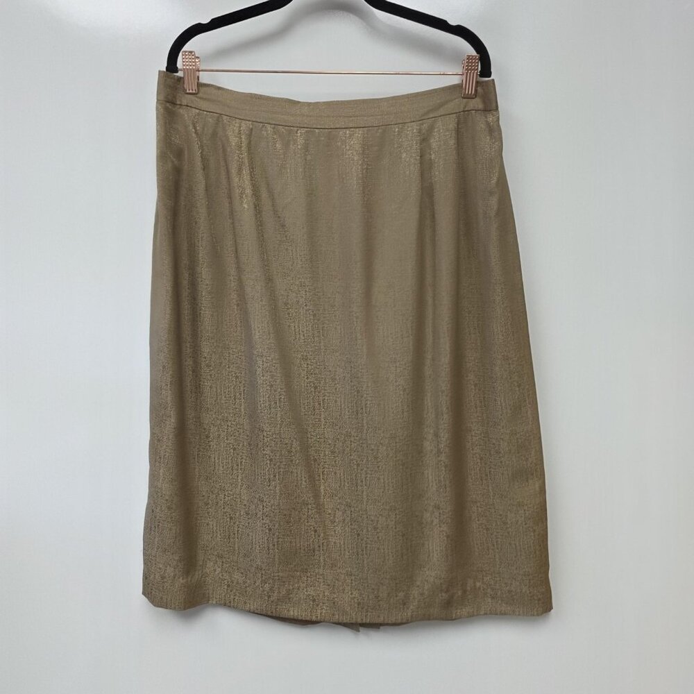 Adrianna Papell Skirt Womens 18W Gold Silk Midi Straight Lined Party Formal